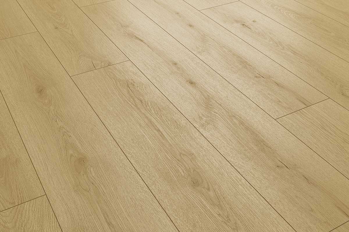 Audacity 12mm Laminate Flooring Light Beige Oak Built-in Underlay