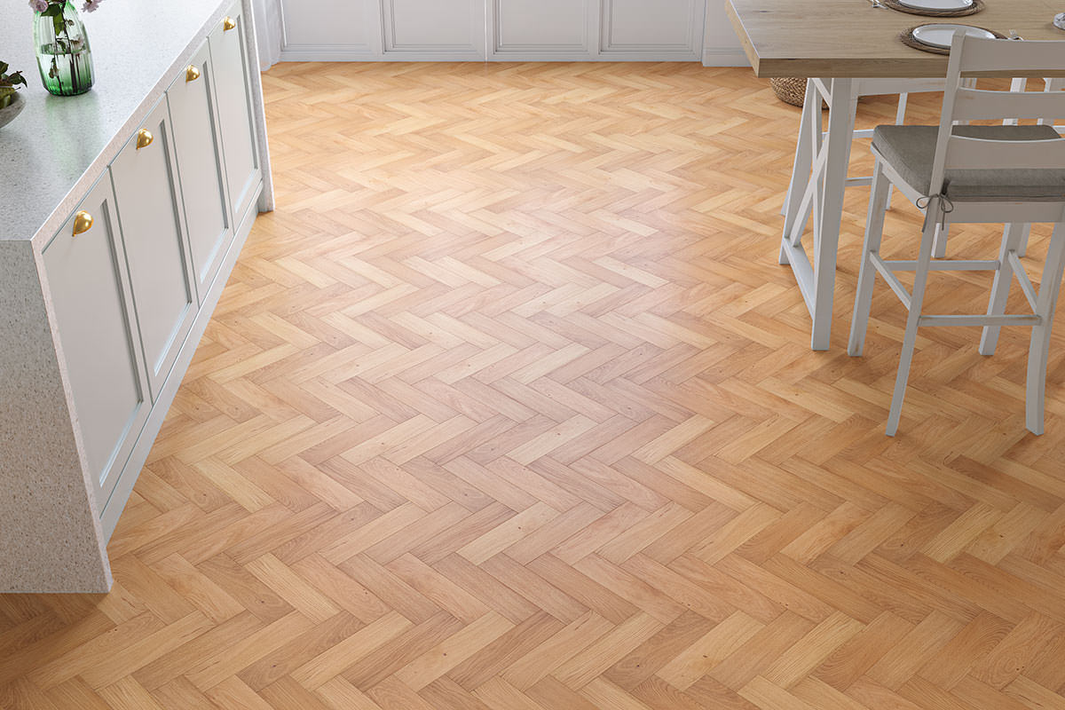 Home Choice Engineered Rustic Oak Herringbone 10mm x 80mm Gardenia Brushed UV Oiled