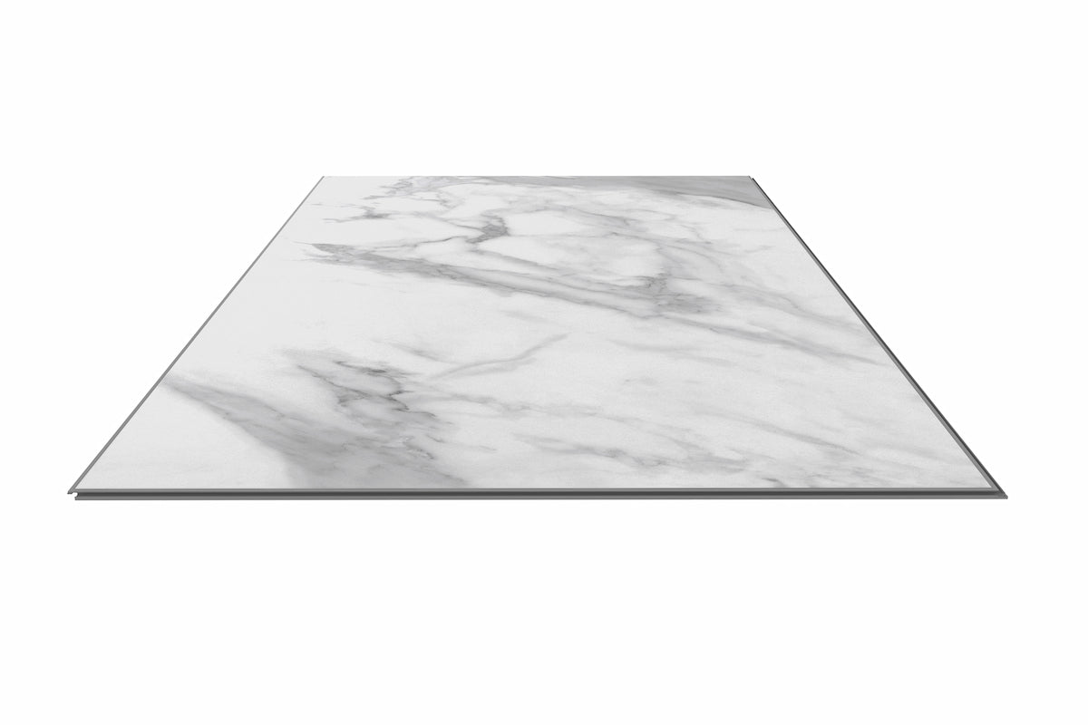 Audacity Rigid Core Pre-Grout Click Vinyl White Marble Tile Built-in Underlay