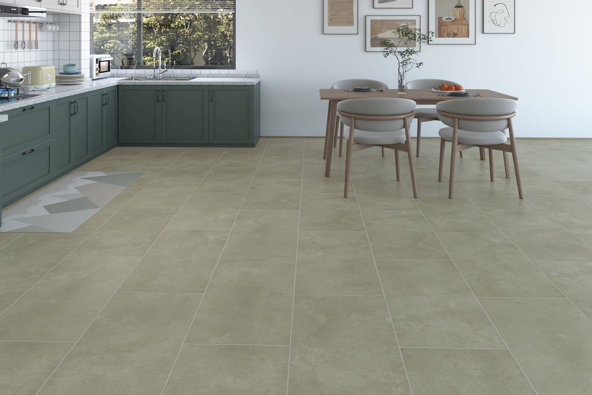 Audacity Rigid Core Pre-Grout Click Vinyl Stone Grey Tile Built-in Underlay