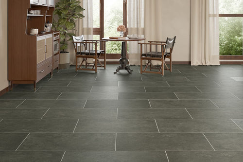 Audacity Rigid Core Pre-Grout Click Vinyl Flooring Iron Grey Tile